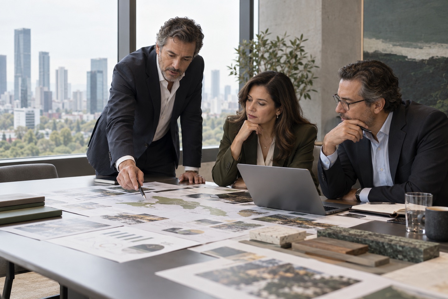 Directivos evaluando alternativas estratégicas y oportunidades de negocio